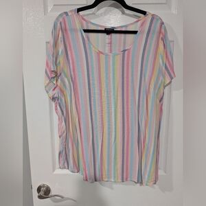 Torrid Pastel Stripes Abby Georgette Button Back Short Sleeve Blouse Size 2